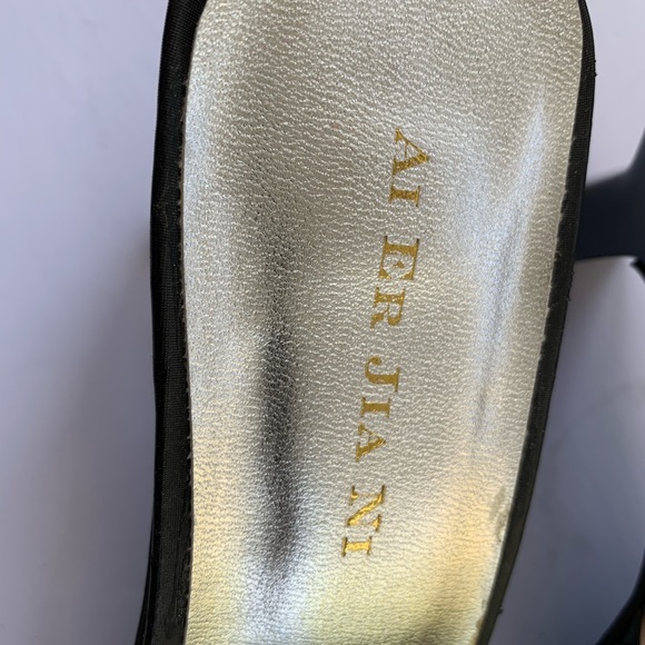 Black medium heeled sandals sparkling sequenced wedding party sandals Eur41 US11 - Picture 4 of 6